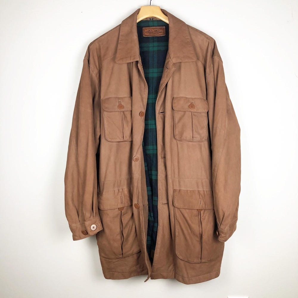 Brooks Brothers Nubuck Leather Long Jacket XL